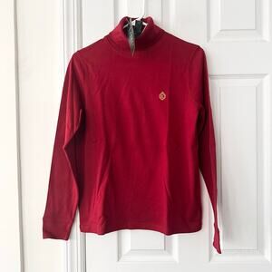 Ralph Lauren Vintage NOS Red Turtleneck Cotton Gold Crest Long Sleeve Small New